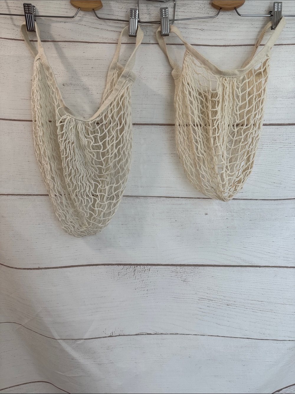 IKEA Kungsfors Mesh Bags - set of 2 Cotton Mesh Market Bag - Cream